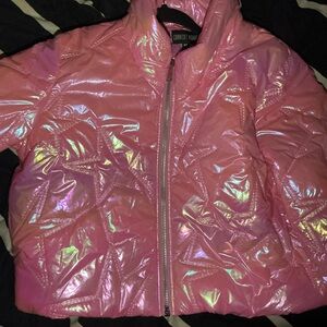 Current Mood Shiny Pink Star Puffer Jacket